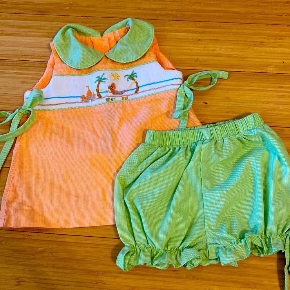 Smocked too with matching bloomers. Perfect for a beach trip. Boutique.